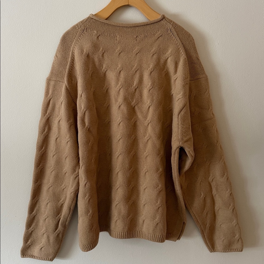 Banana Republic Cable Knit Roll Neck Sweater Camel Cozy Chunky Pullover Size M - Picture 5 of 8